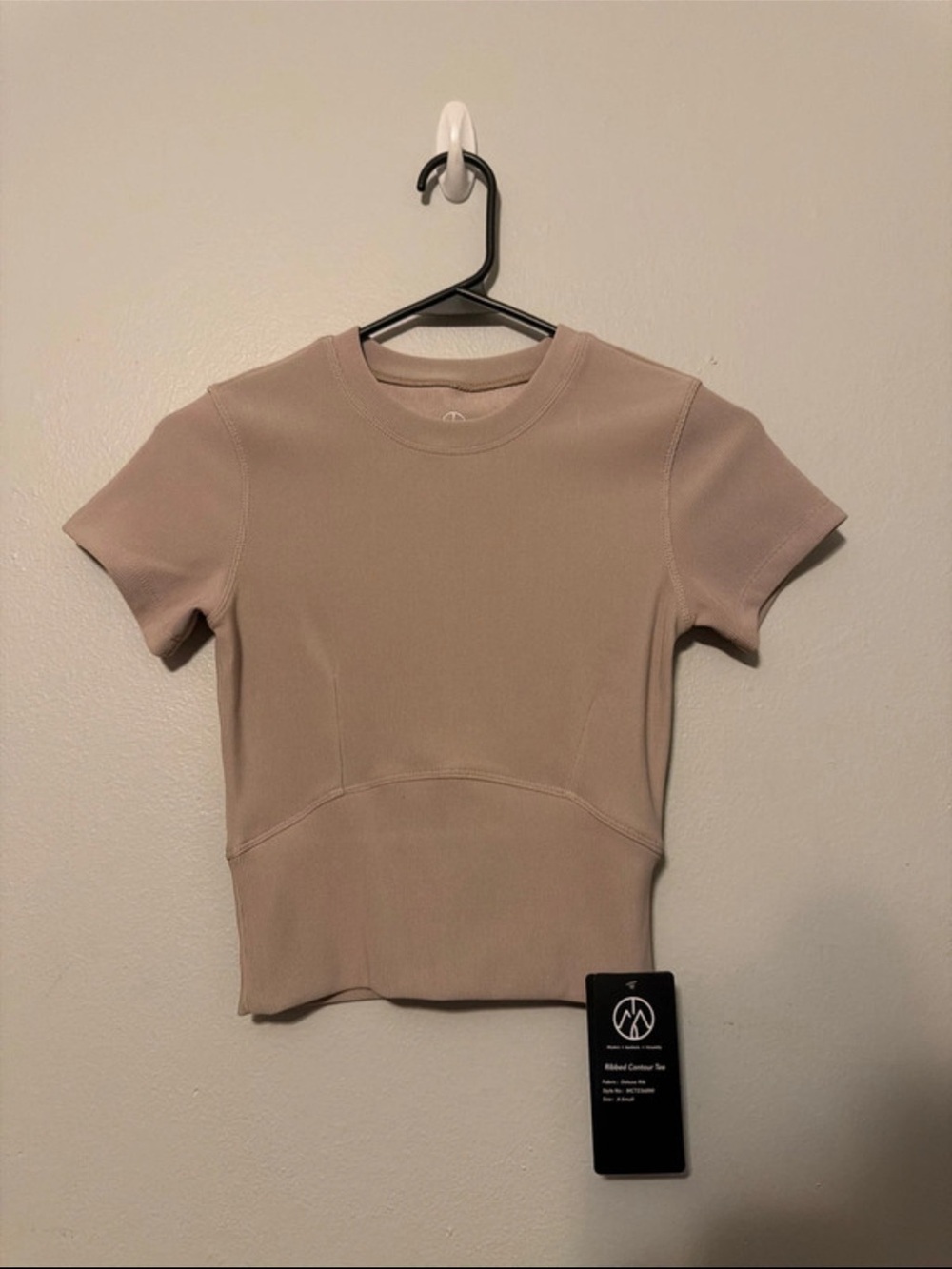 Ribbed Contour Short Sleeve Tee - Beige